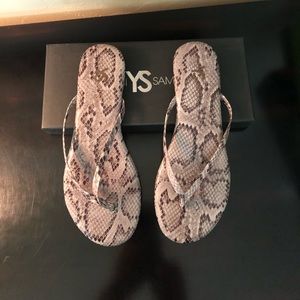 Yosi Samra Snake Embossed Leather Flip Flop